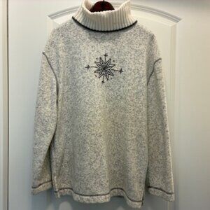 Heather Gray ULTRA SOFT Micro-fleece T-NECK TUNIC Embroidered SNOWFLAKE S 46"